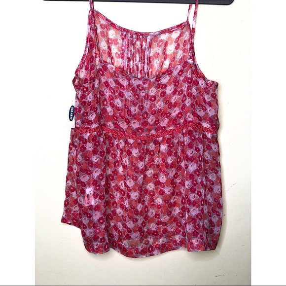 Sheer Floral Tank Top Blouse Large - Picture 8 of 8